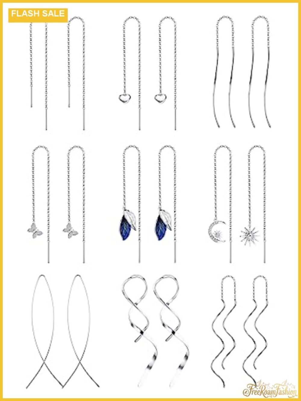 Stainless Steel Threader Chain Tassel Dangle Earrings Set